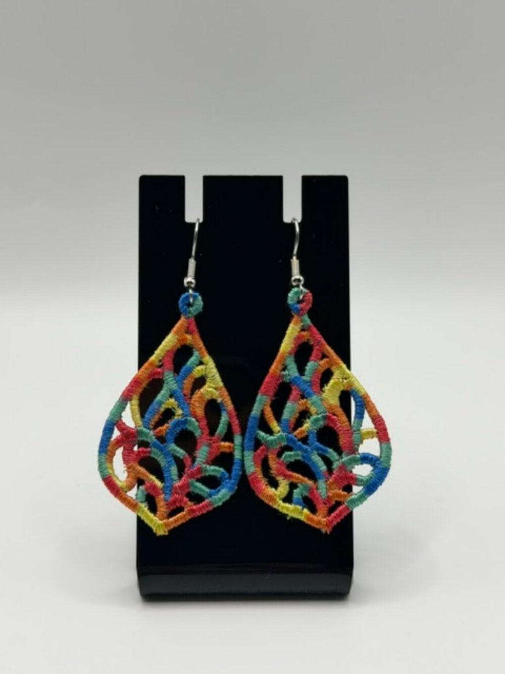 Homemade Multicolored Lace Teardrop Earrings